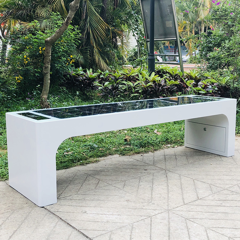 Bästa formgivningen av vit färgkraftmobil för att ladda WiFi Hotpot Smart Garden Bench