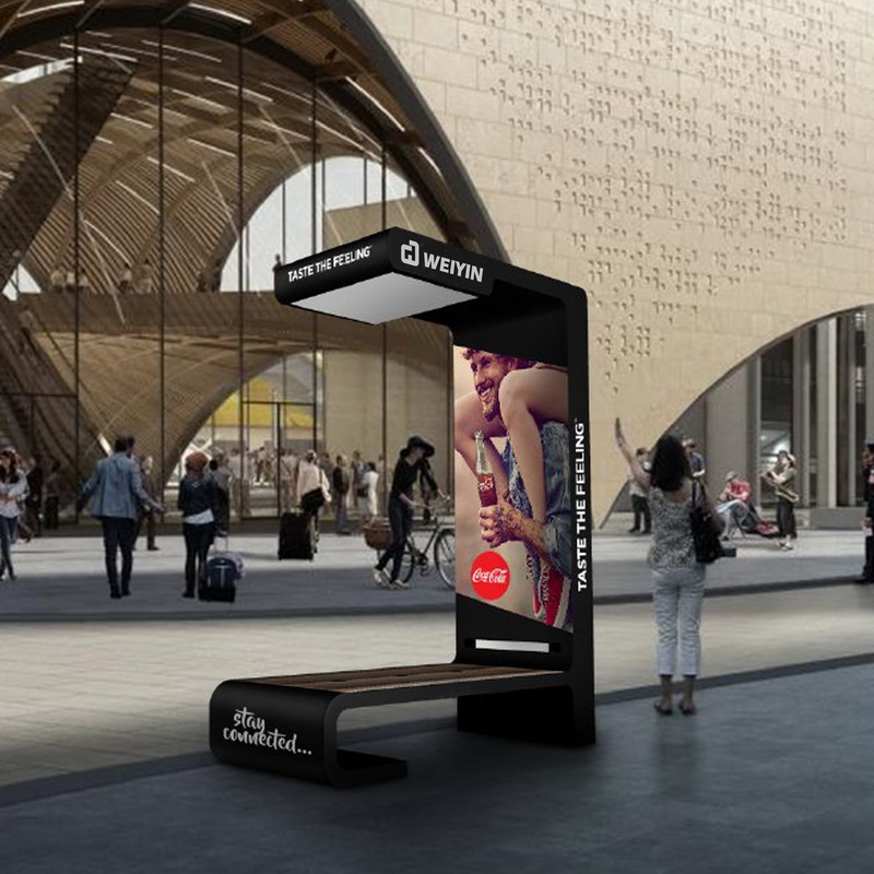 Bästa design LED-displayaffisch USB-telefonladdning Solsmart utemöbler