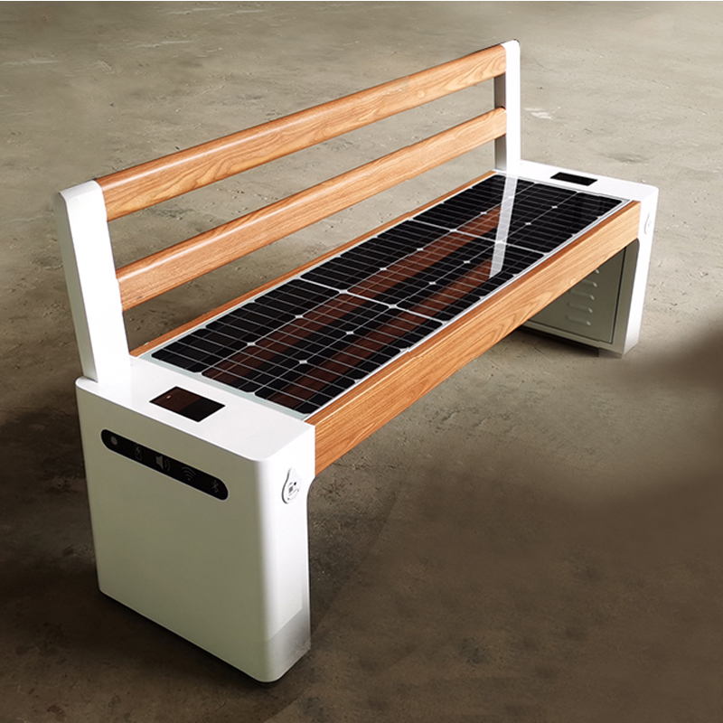Storformat WPC Wood Galvanized Steel Smart Voice Solar Bench